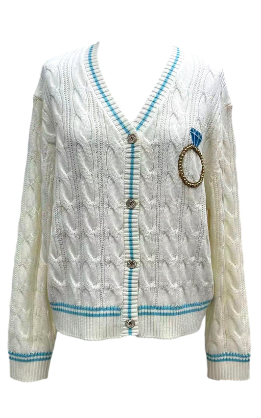 Queen Of Sparkles White & Blue
'In My Bride Era' Sequin & Pearl Button Up Cardigan