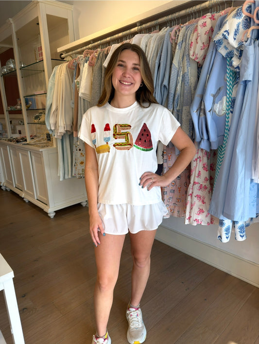 Queen of Sparkles White 'USA' Icon Tee