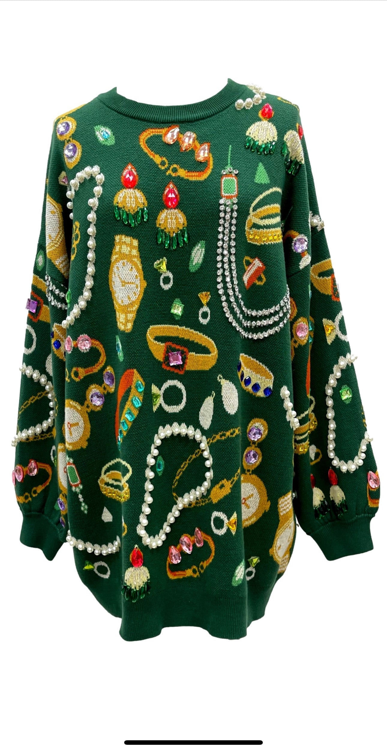 Queen Of Sparkles Green Jewelry Queen Sweater Dress