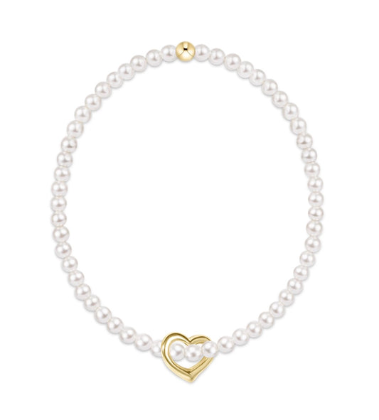 Enewton Egirl Classic Pearl 3mm Bracelet - Love Gold Charm