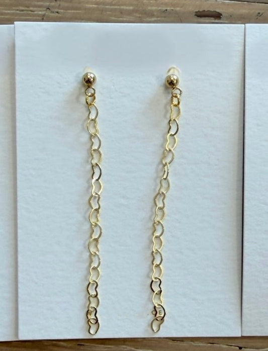 Drop heart chain earrings