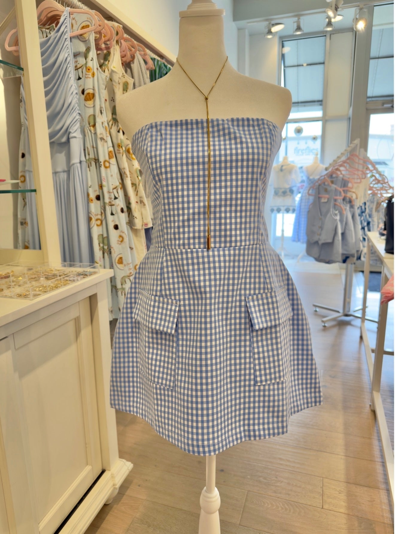 The Kenzie Dress in Blue Gingham