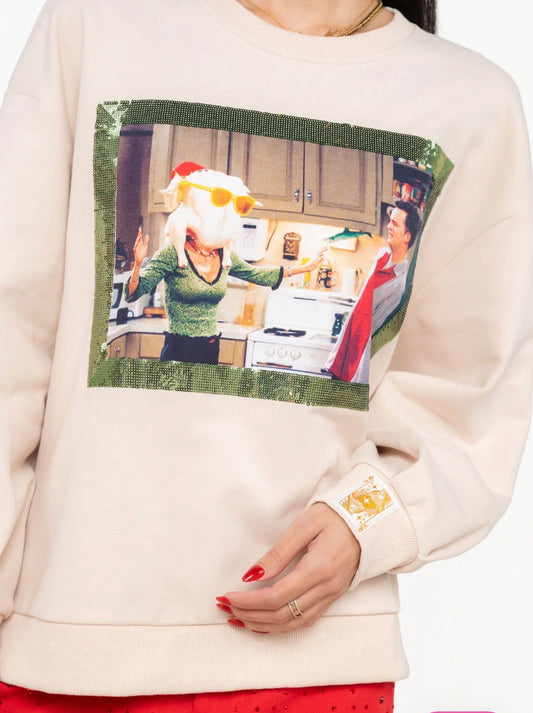 QUEEN OF SPARKLES Licensed
Friends Beige Monica Turkey
Head Sweatshirt