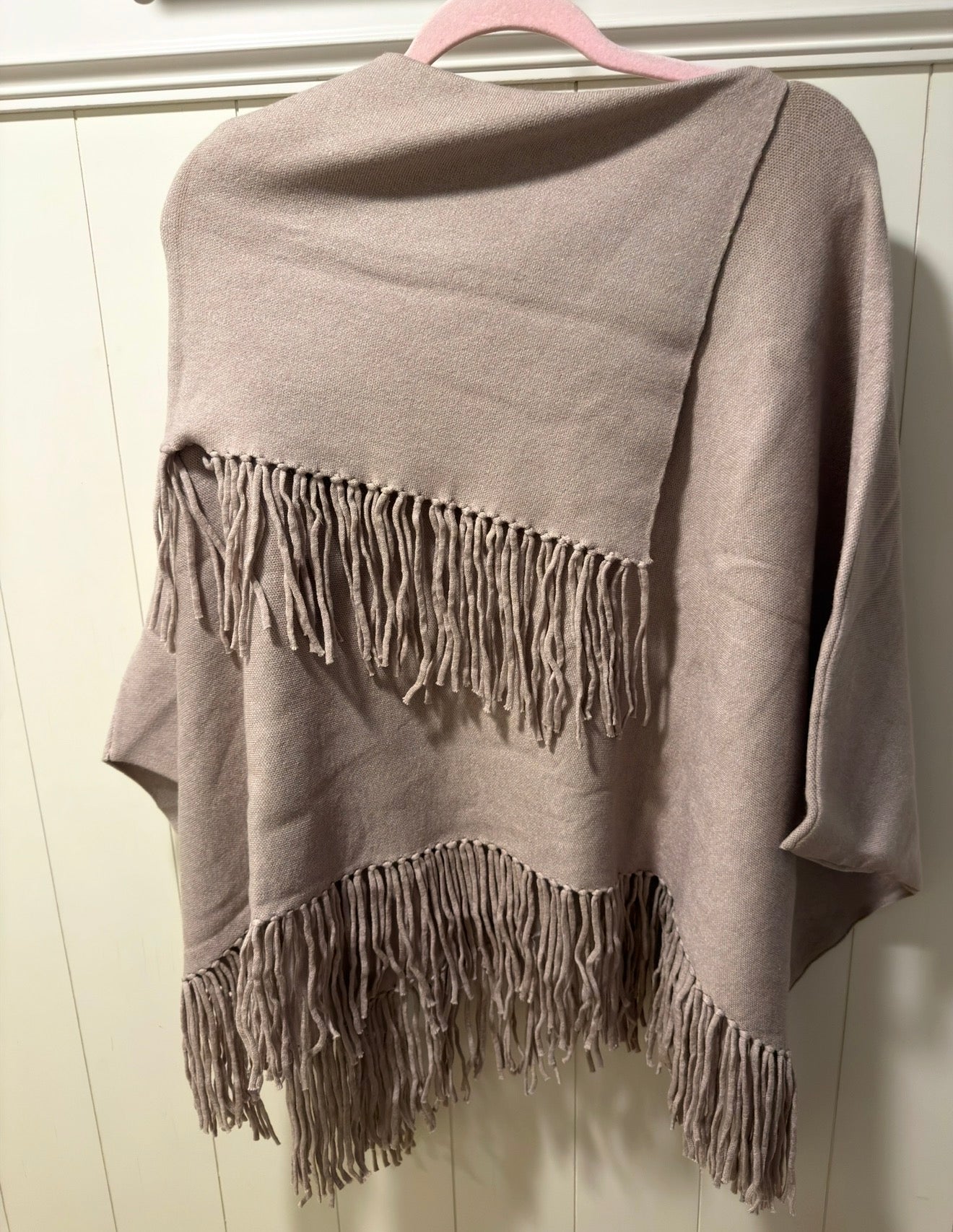 The Hadley sweater poncho in brown-taupe