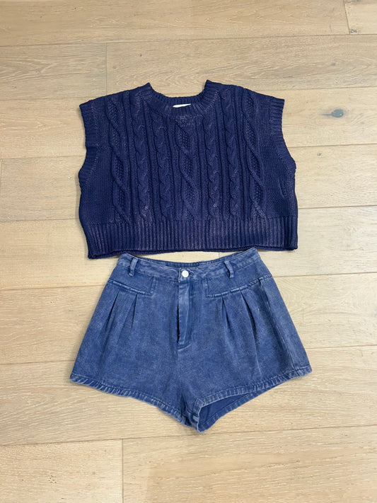 The Addie Flare denim shorts