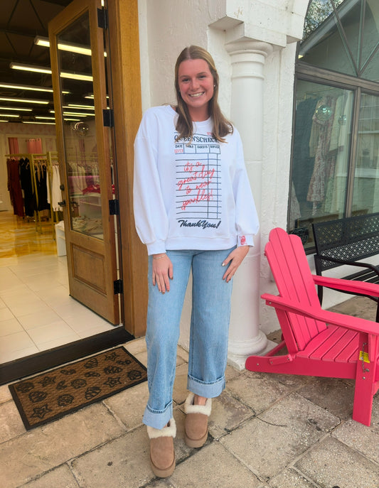 Queen of Sparkles White ‘Queens Check’ sweatshirt