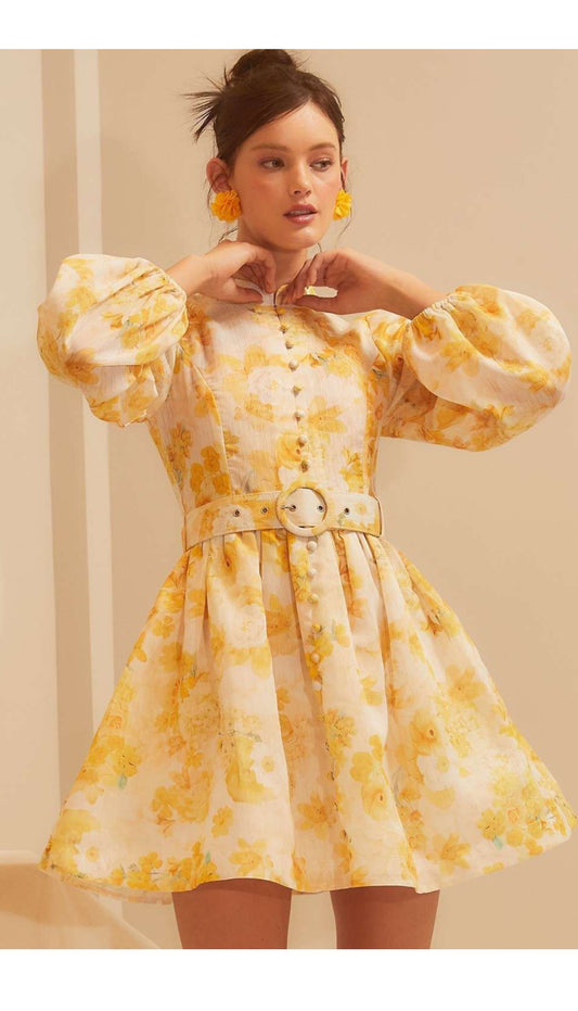 The sunshine yellow floral dress