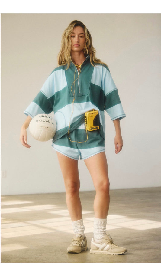 Free People Retro Rugby Set in Heritage Green Combo