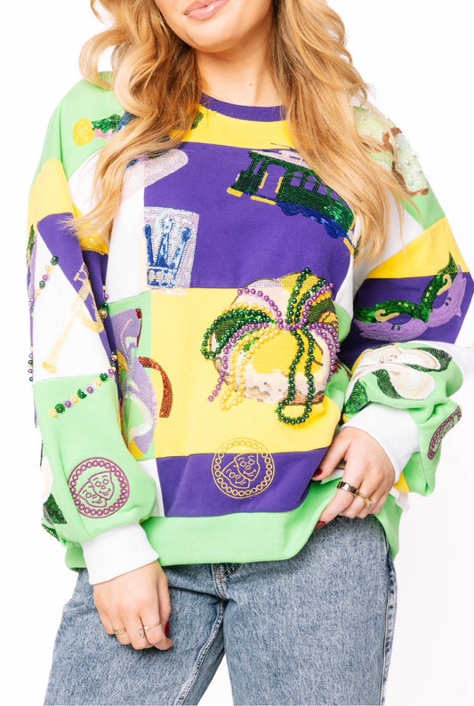 Queen Of Sparkles  Checkered
Mardi Gras Icon Sweatshirt