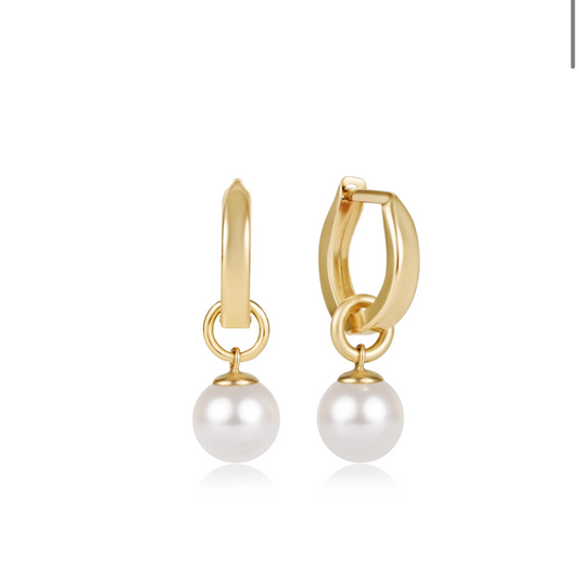 Enewton huggie gold 0.5” hoop - Classic Pearl 8mm charm