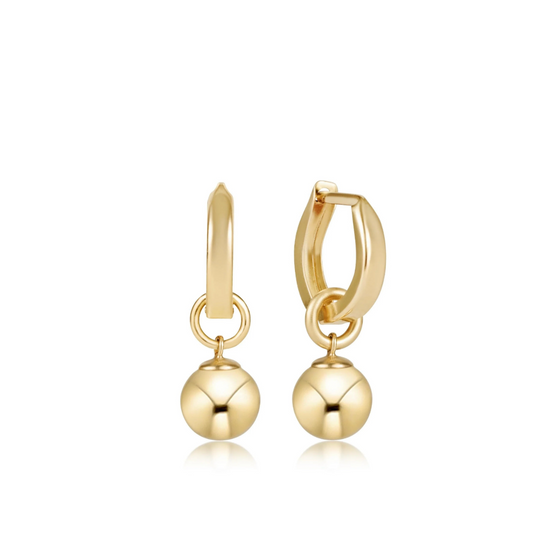 Enewton huggie gold 0.5” hoop - Classic gold 8mm charm