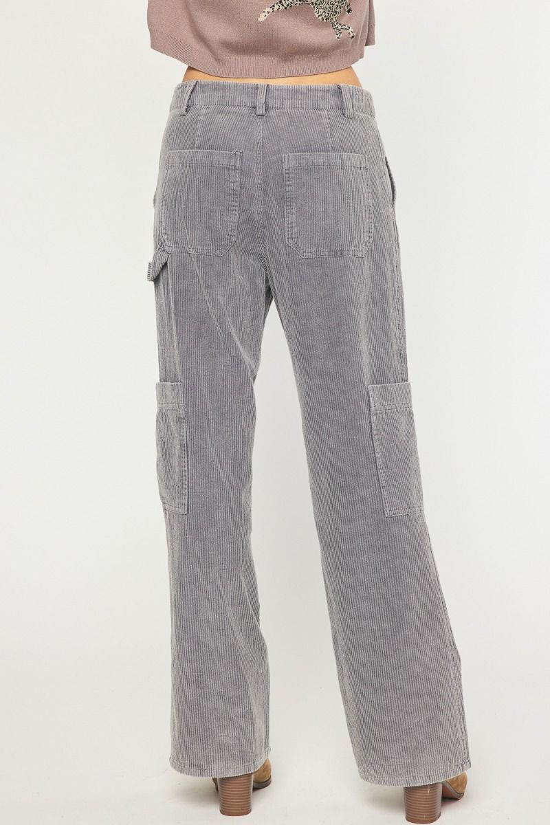The Ginny Soft Corduroy cargo pants in Charcoal