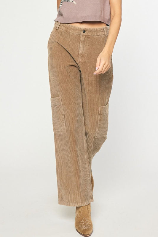 The Ginny soft corduroy cargo pants in camel
