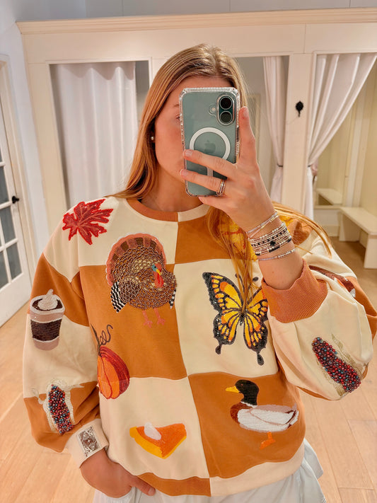 Queen Of Sparkles  Brown & Ivory
Checkered Fall IconSweatshirt