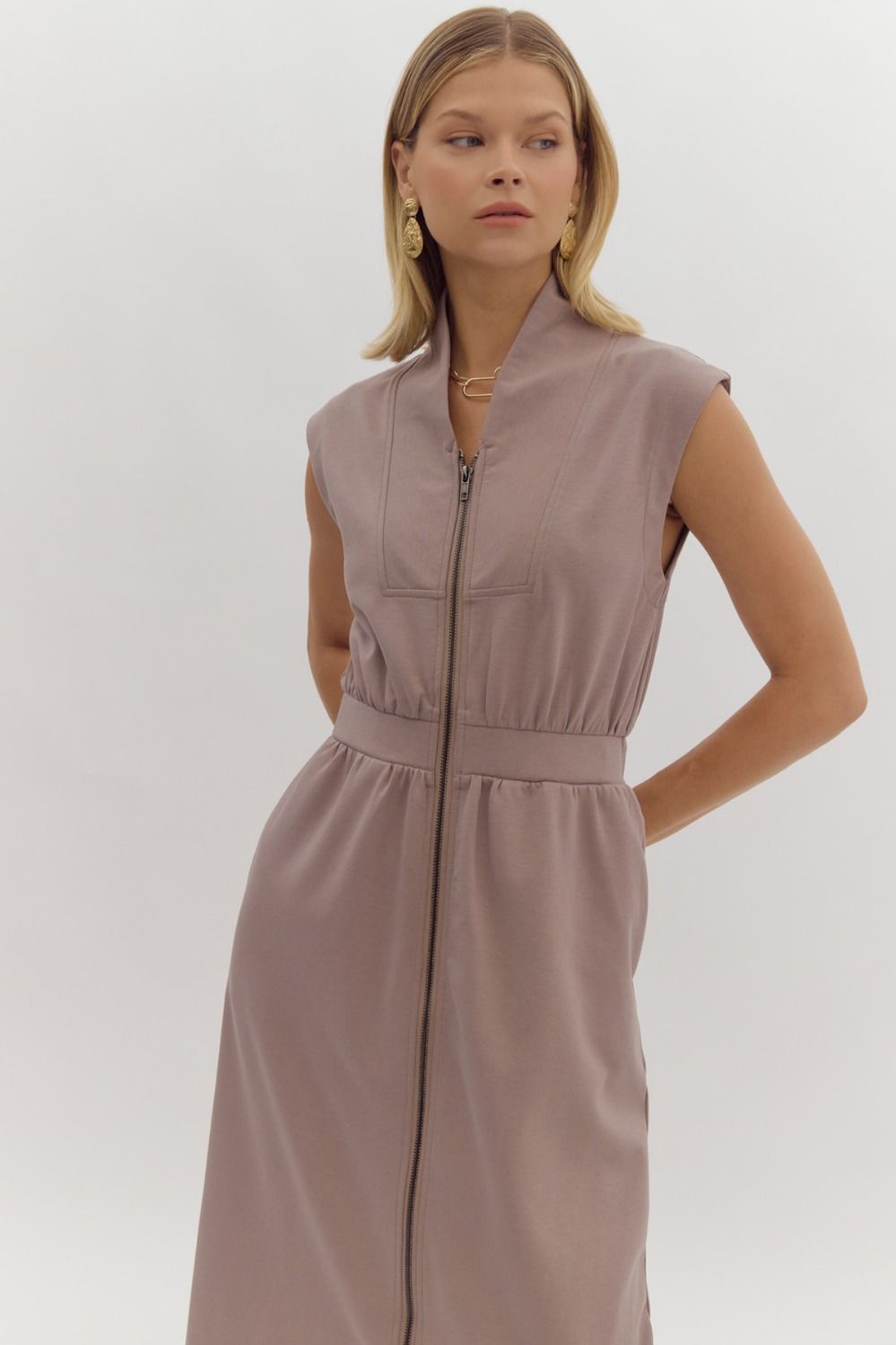 The Beatrice zip dress in mocha