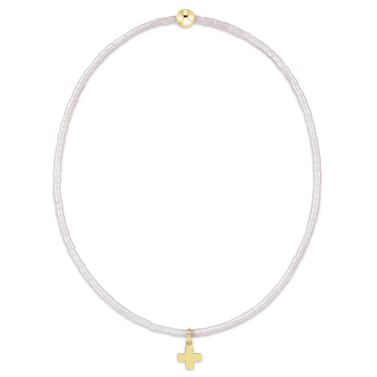 Enewton Hope Classic Silky White Bracelet - Signature Cross Small Gold Charm