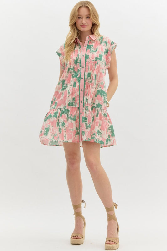 The Kimberley Dress - Pink and Green