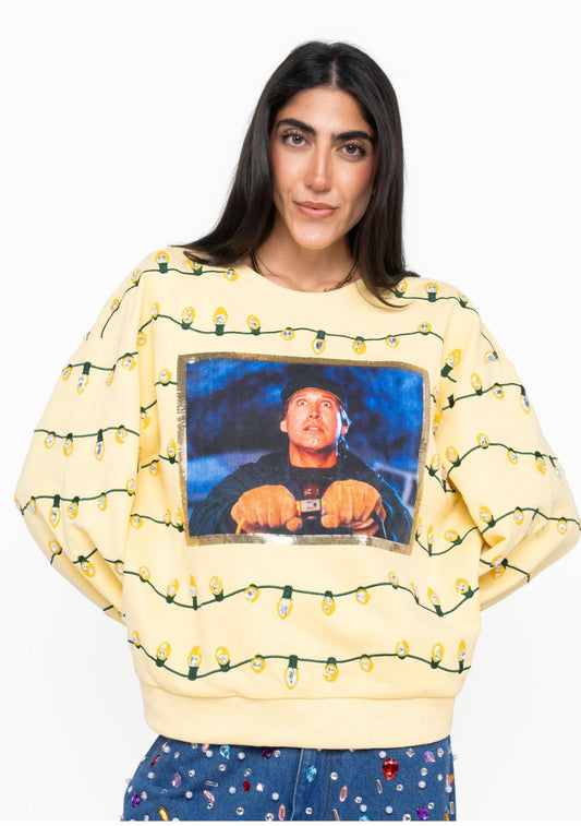 Queen of Sparkles LicensedYellow Sequin StringLights Clark GriswoldScreenprintSweatshirt