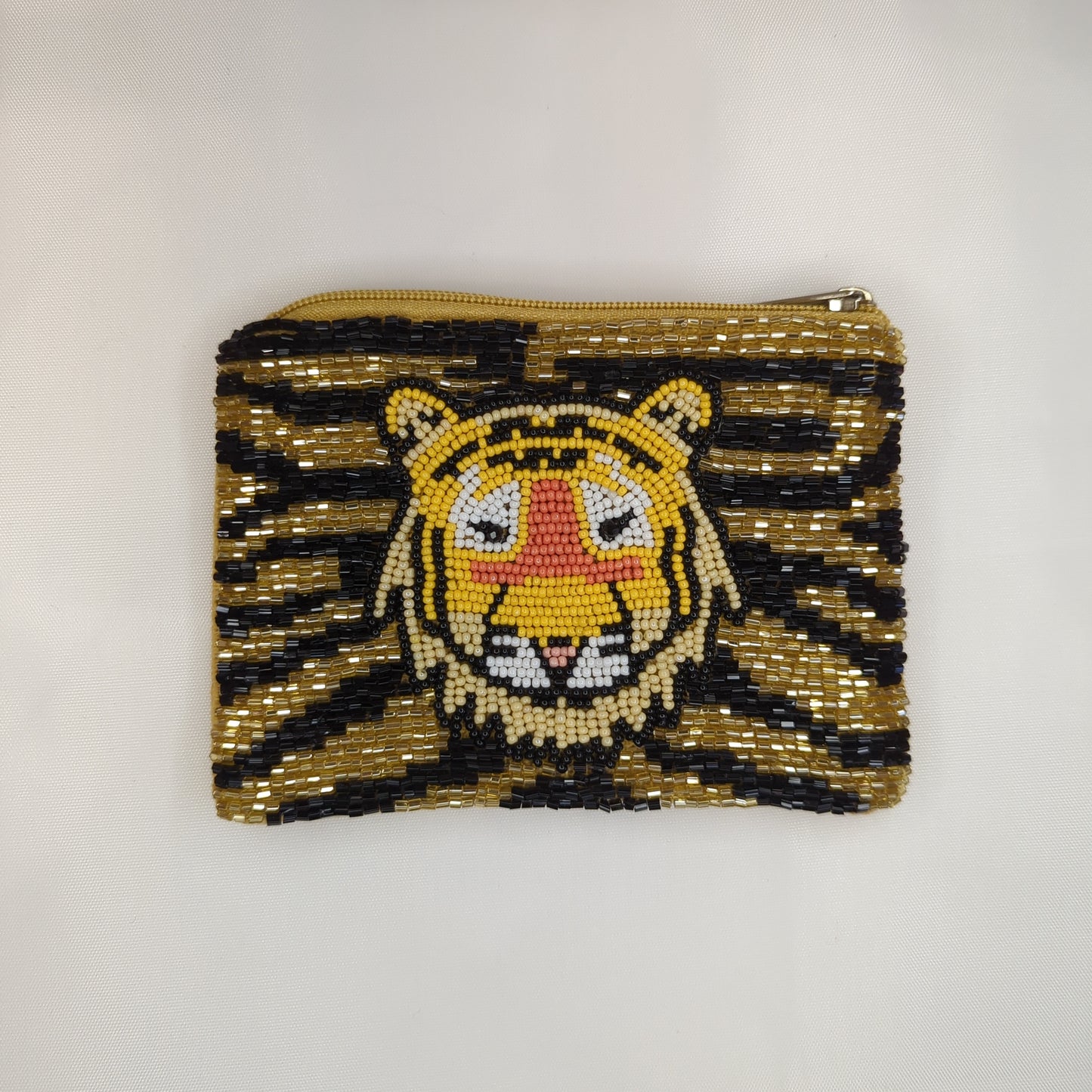 Tiger Beaded Coin Pouch
