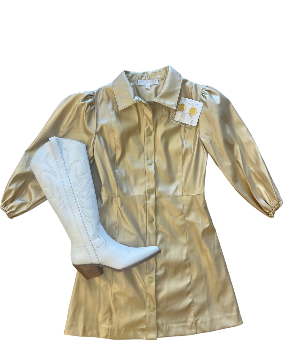 Gold Faux Leather dress