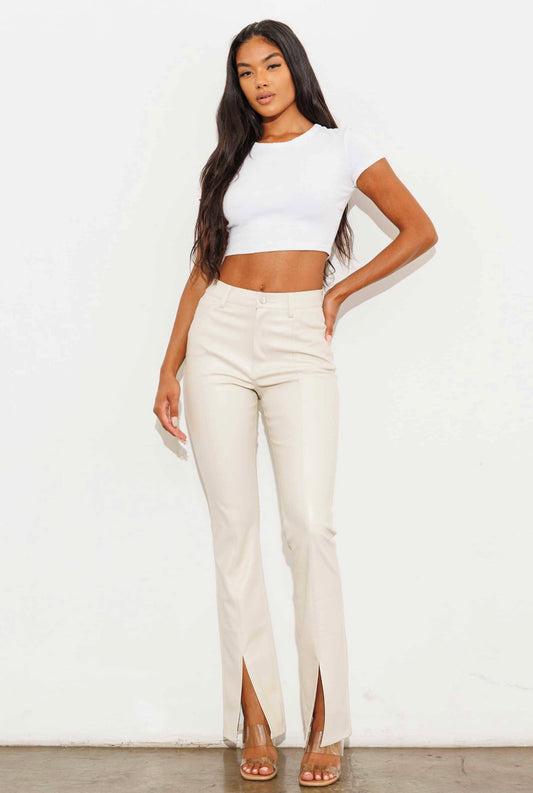 Vegan Luxe Leather Front Slit Pants
