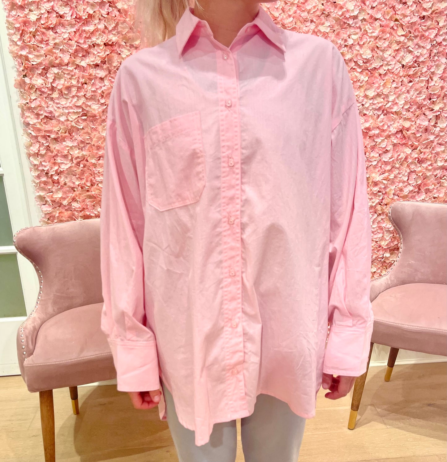 Poplin oversized shirt in pink