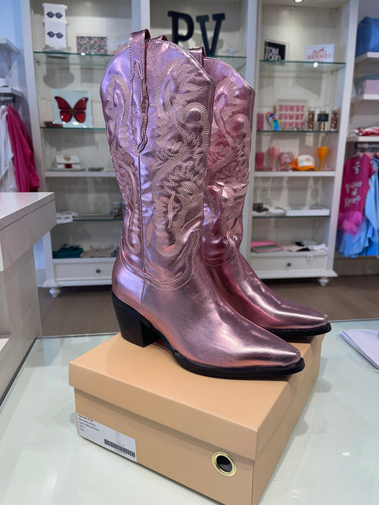Danilo pink metallic cowboy boots